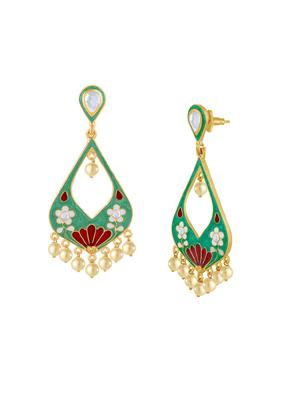 green metal drop earring - 16711446 - Standard Image - 2