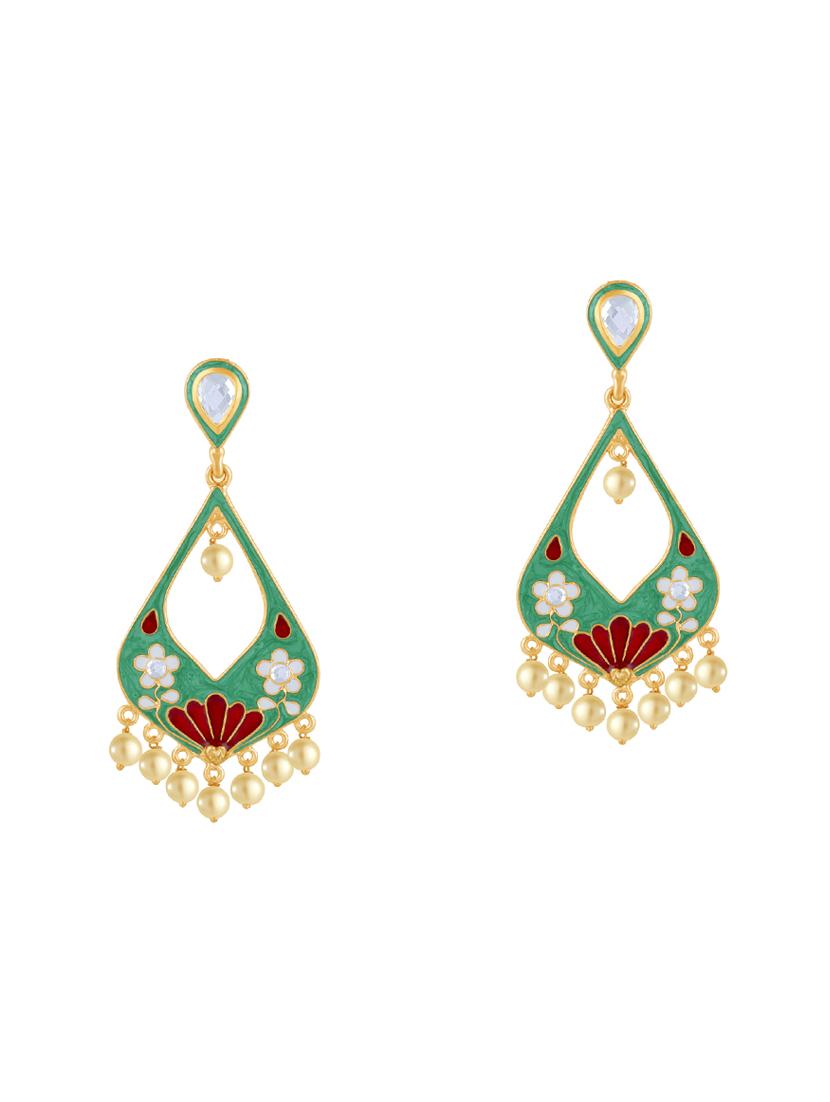 green metal drop earring - 16711446 - Zoom Image - 1