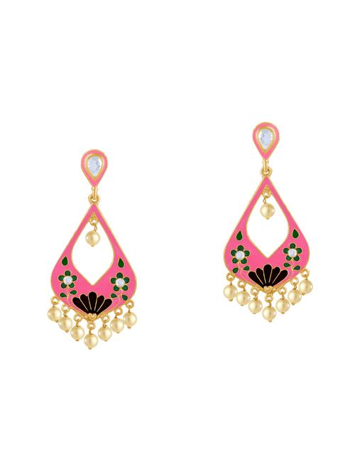 pink metal drop earring - 16711448 - Standard Image - 1
