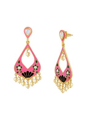 pink metal drop earring - 16711448 - Standard Image - 2