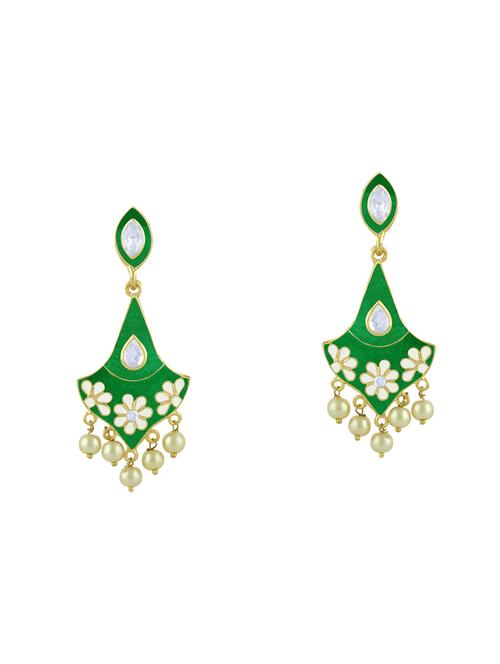 green metal drop earring - 16711450 - Standard Image - 1
