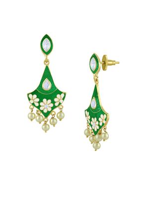 green metal drop earring - 16711450 - Standard Image - 2