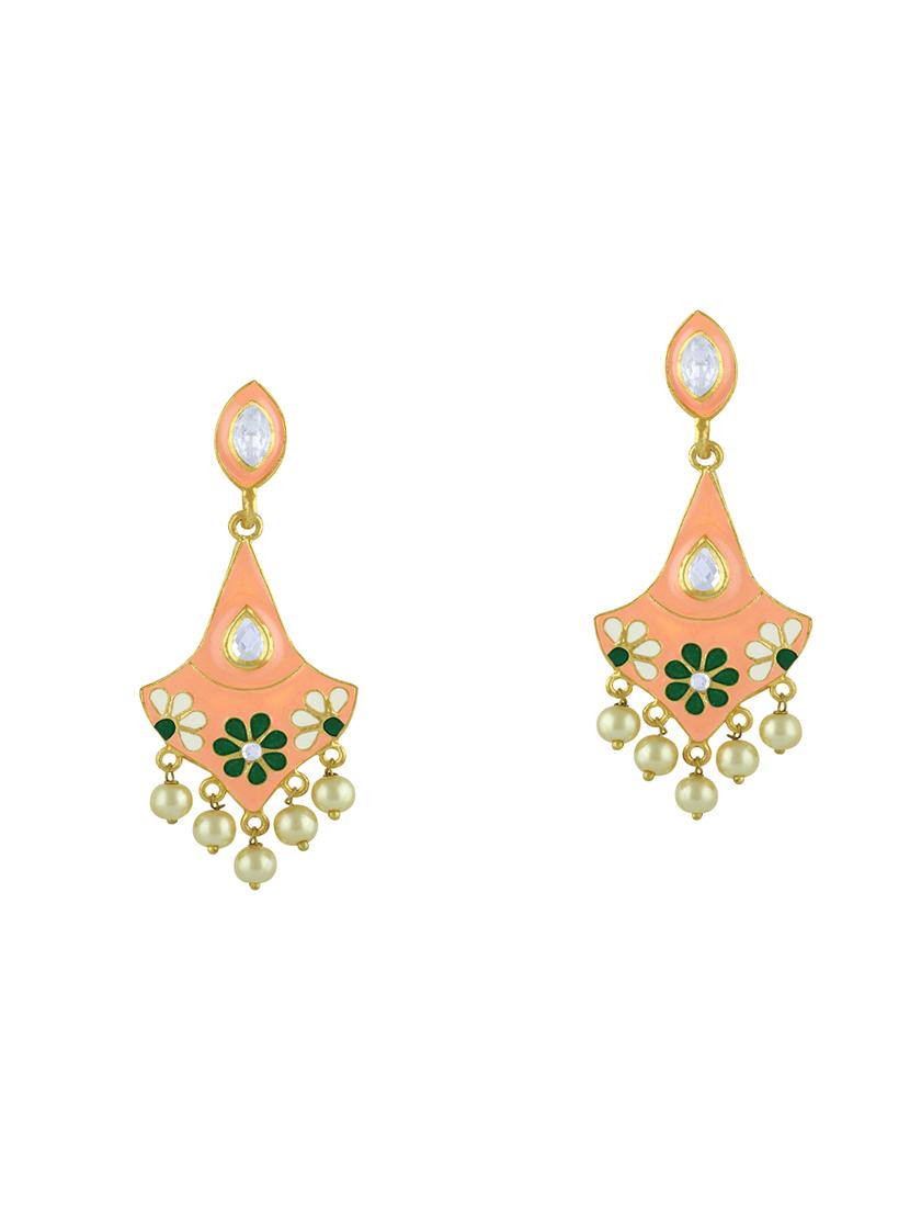pink metal drop earring - 16711451 - Zoom Image - 1