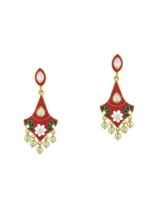 red metal drop earring - 16711453 - Standard Image - 1