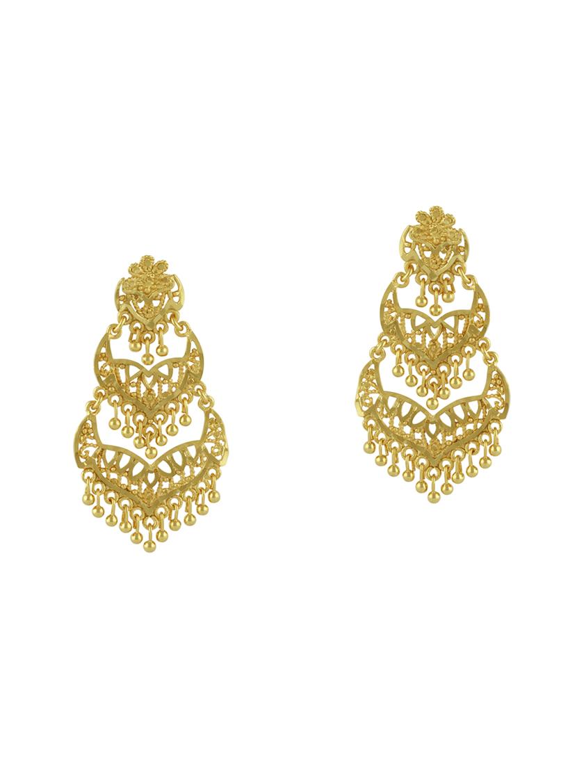 gold brass chandellier earring - 16711457 - Zoom Image - 1