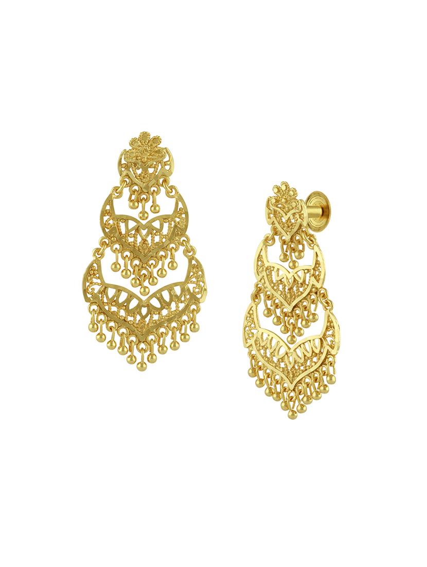 gold brass chandellier earring - 16711457 - Zoom Image - 2