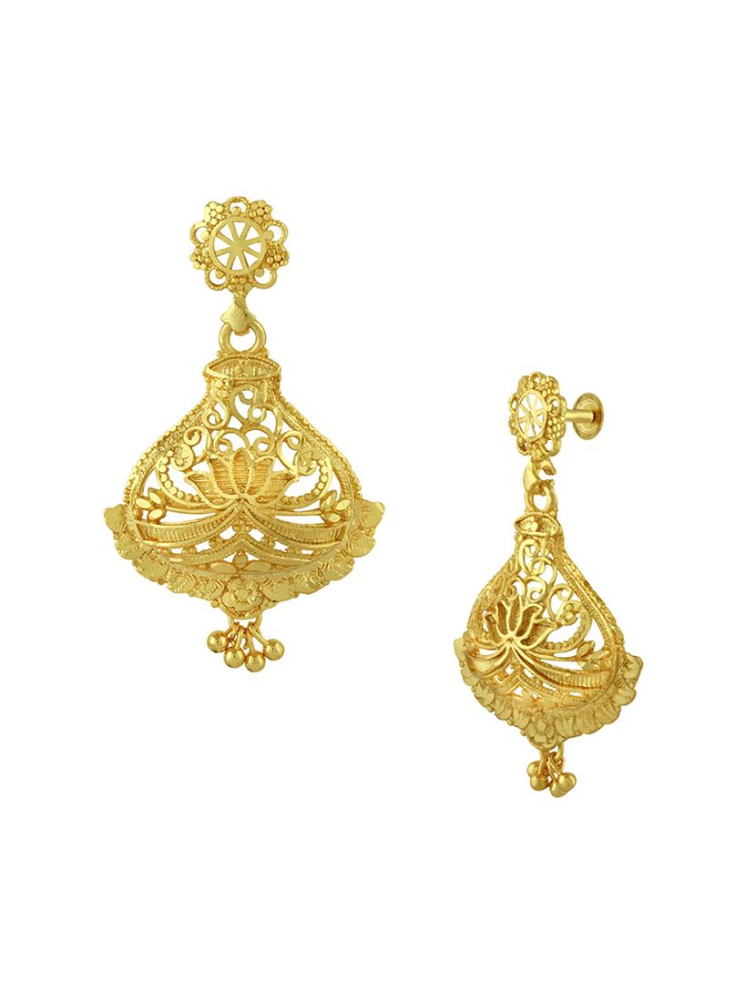 gold brass chandellier earring - 16711459 - Zoom Image - 2