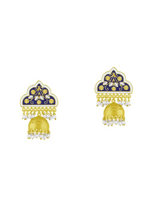 blue metal jhumka earring - 16711460 - Standard Image - 1