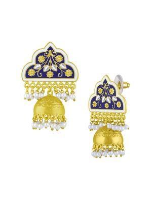 blue metal jhumka earring - 16711460 - Standard Image - 2