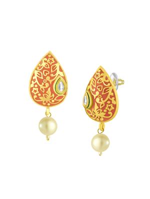 orange metal drop earring - 16711466 - Standard Image - 2