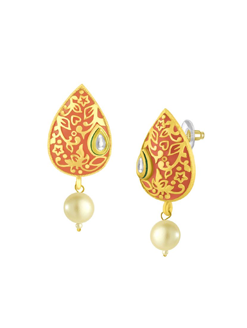 orange metal drop earring - 16711466 - Zoom Image - 2