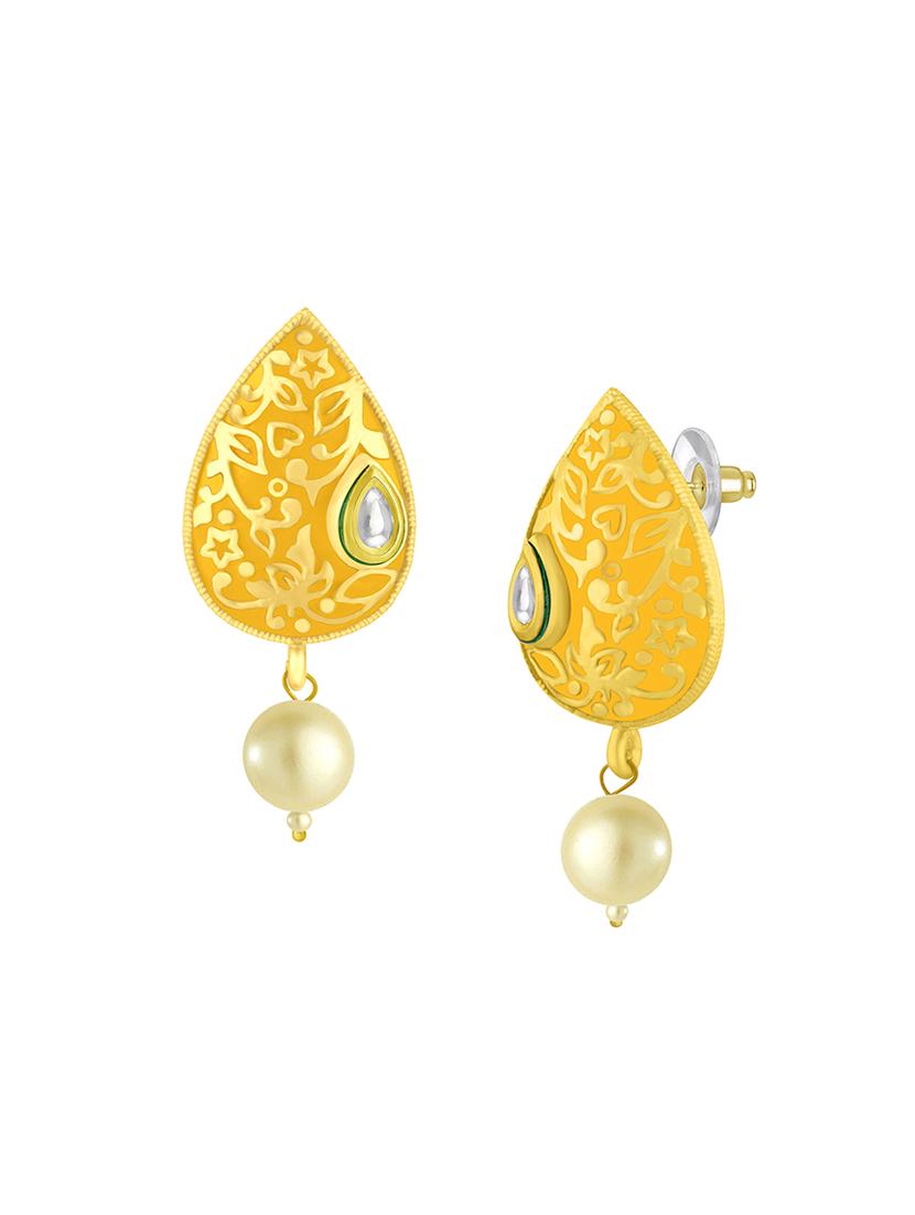 gold metal drop earring - 16711468 - Zoom Image - 2