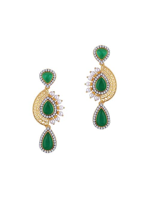 green brass drop earring - 16711469 - Standard Image - 1