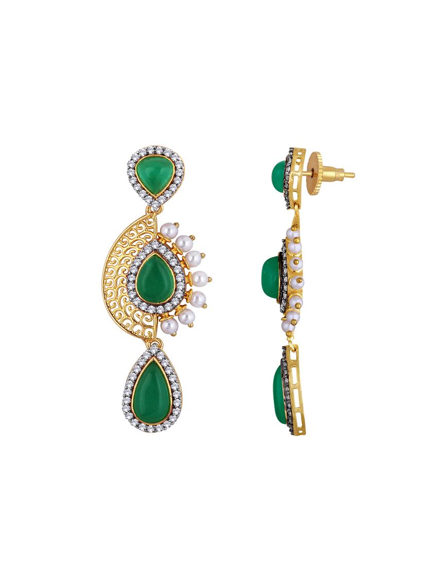 green brass drop earring - 16711469 - Zoom Image - 2