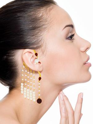 red gold tone metal earcuff earring - 16711477 - Standard Image - 3