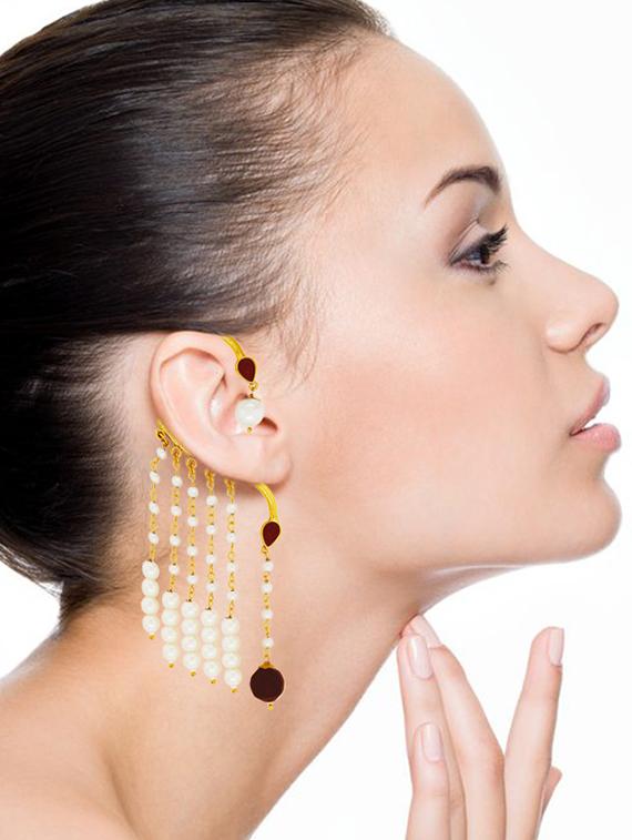 red gold tone metal earcuff earring - 16711477 - Zoom Image - 3