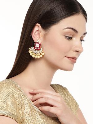 red brass chandballi earring - 16711483 - Standard Image - 3