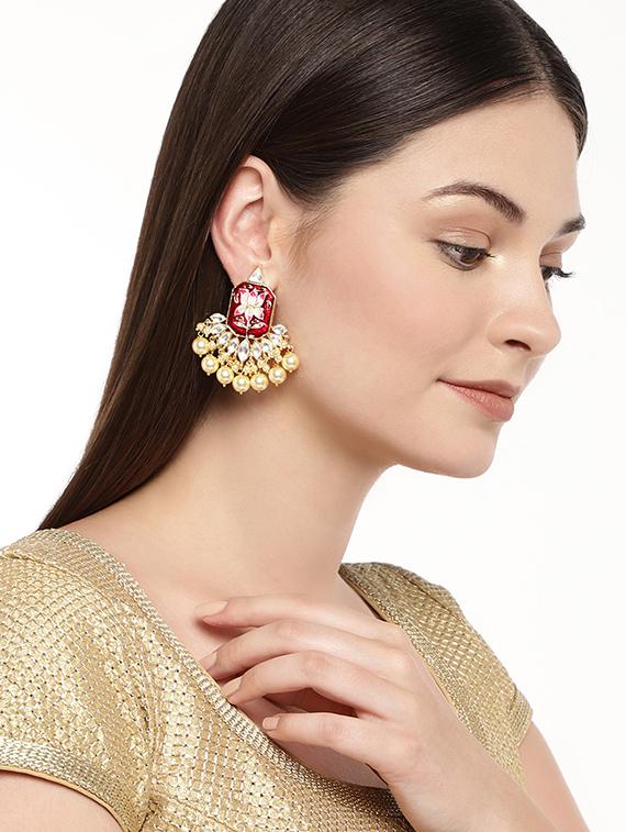 red brass chandballi earring - 16711483 - Zoom Image - 3
