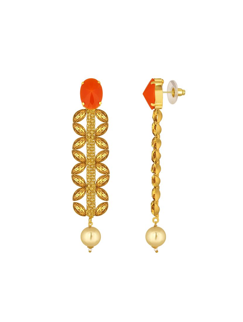 orange brass drop earring - 16711485 - Zoom Image - 2