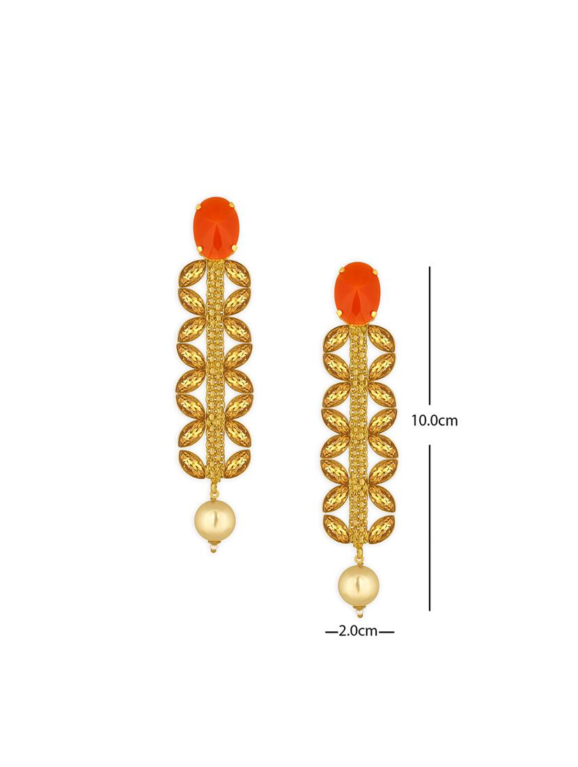 orange brass drop earring - 16711485 - Zoom Image - 3