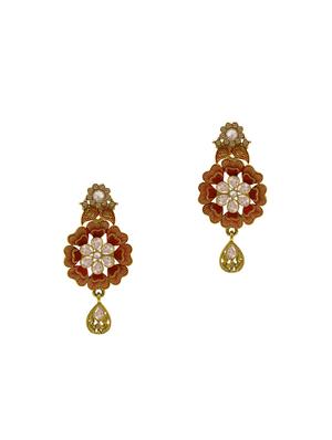 red metal drop earring - 16711501 - Standard Image - 2