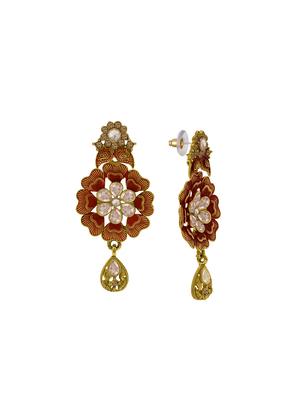 red metal drop earring - 16711501 - Standard Image - 3