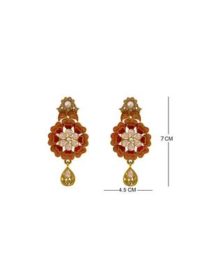red metal drop earring - 16711501 - Standard Image - 4