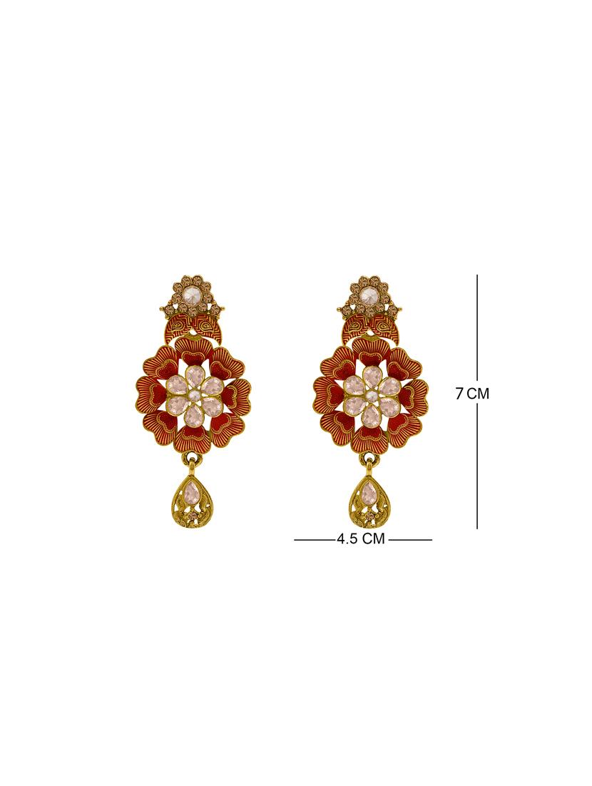red metal drop earring - 16711501 - Zoom Image - 4