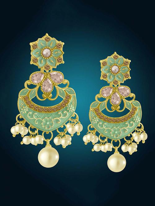 green metal drop earring - 16711502 - Standard Image - 1