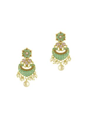 green metal drop earring - 16711502 - Standard Image - 2