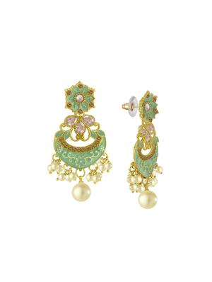 green metal drop earring - 16711502 - Standard Image - 3