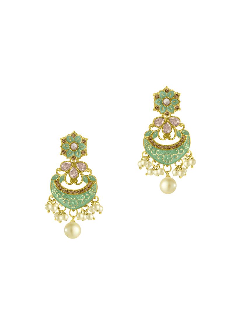green metal drop earring - 16711502 - Zoom Image - 2