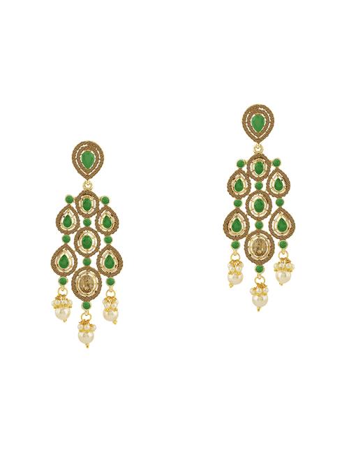 green metal drop earring - 16711511 - Standard Image - 1
