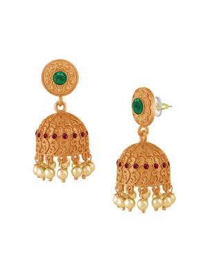 gold metal jhumka earring - 16711528 -  Standard Image - 1