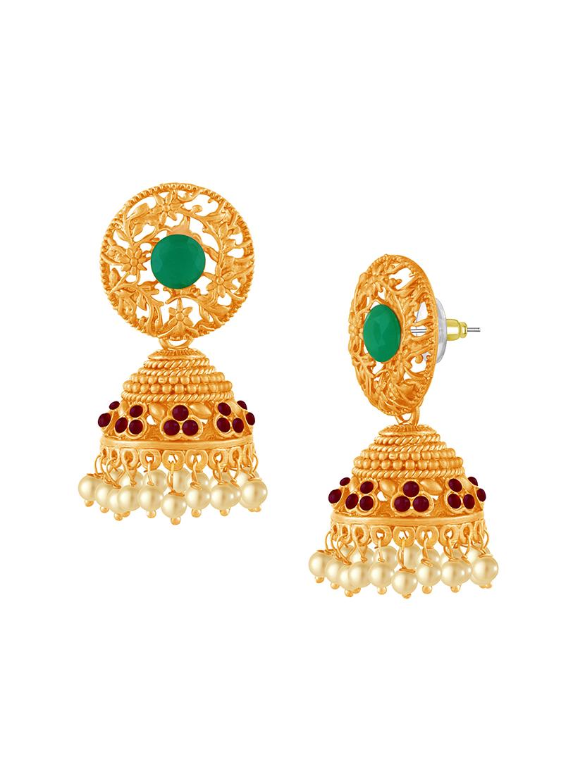 multi colored metal jhumka earring - 16711529 - Zoom Image - 2