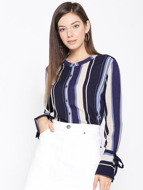 side tie up striped high low top - 16711551 - Standard Image - 1