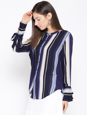 side tie up striped high low top - 16711551 - Standard Image - 2