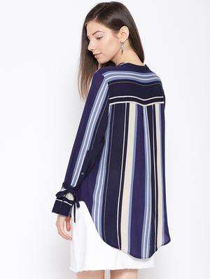 side tie up striped high low top - 16711551 - Standard Image - 3