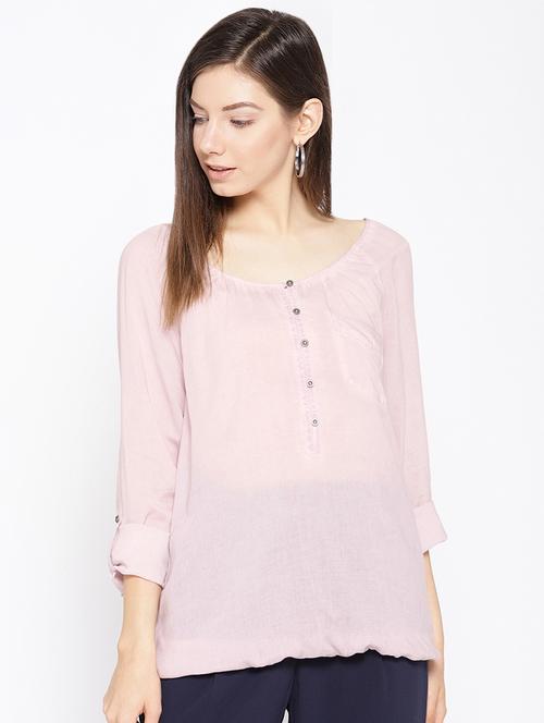 roll up sleeved blouson top - 16711555 - Standard Image - 1