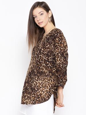round neck animal print top - 16711557 - Standard Image - 2