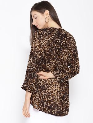 round neck animal print top - 16711557 - Standard Image - 3