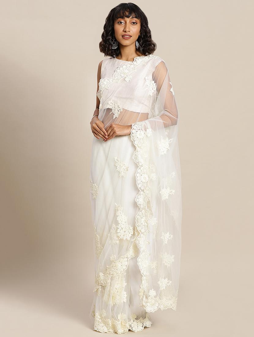 net embroidered saree with blouse - 16711643 - Zoom Image - 1