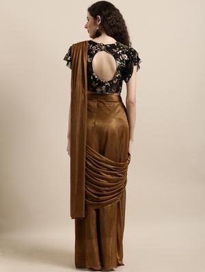 solid draped saree with blouse - 16711666 - Standard Image - 2