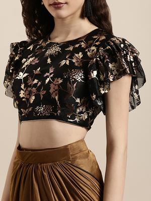 solid draped saree with blouse - 16711666 - Standard Image - 3