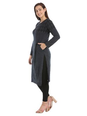 solid woolen kurta - 16711761 - Standard Image - 2