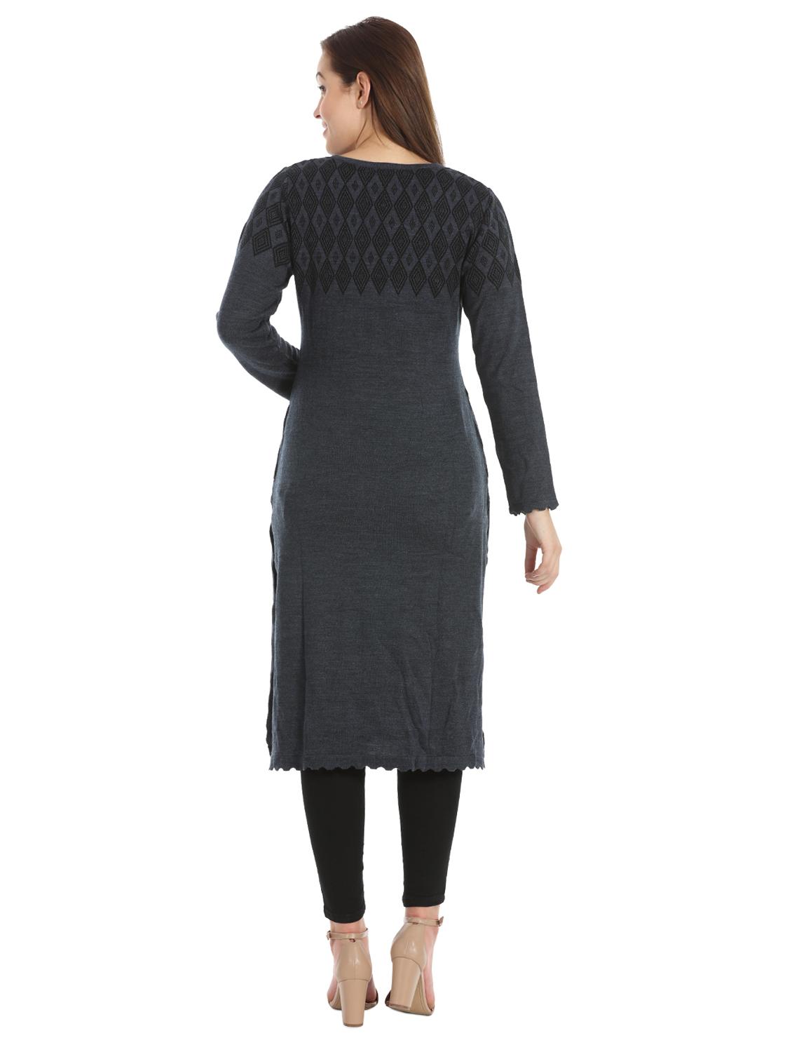 solid woolen kurta - 16711761 - Zoom Image - 3
