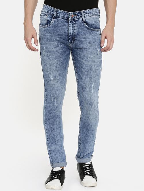 blue stone washed ripped denim jeans - 16711796 - Standard Image - 1