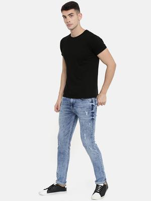 blue stone washed ripped denim jeans - 16711796 - Standard Image - 4