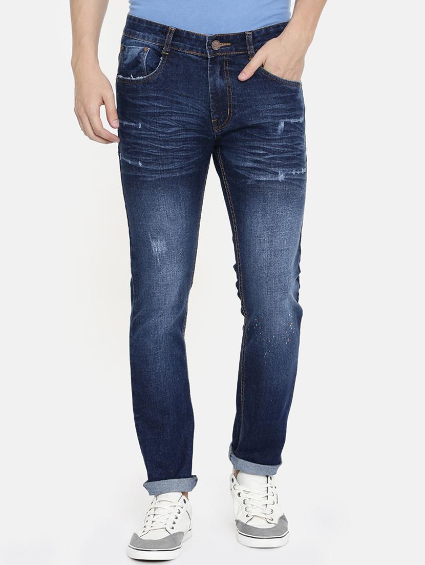 navy blue light washed ripped denim jeans - 16711803 - Zoom Image - 1