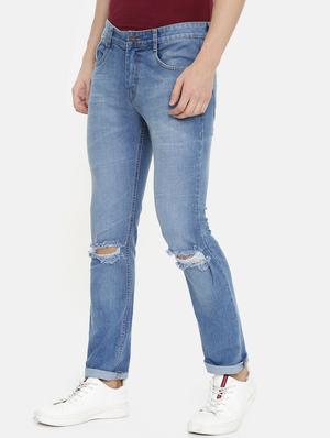 blue light washed ripped denim jeans - 16711804 - Standard Image - 2
